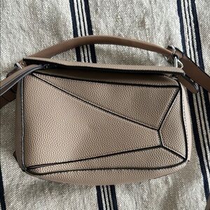 Geometric Tan Leather Women's Puzzle Bag